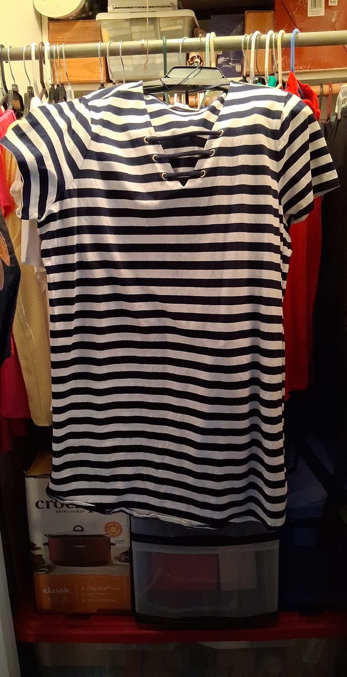 Michael Kors Navy and White Striped Shirt